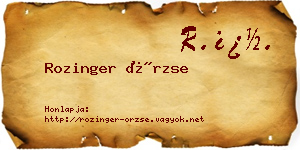 Rozinger Örzse névjegykártya
